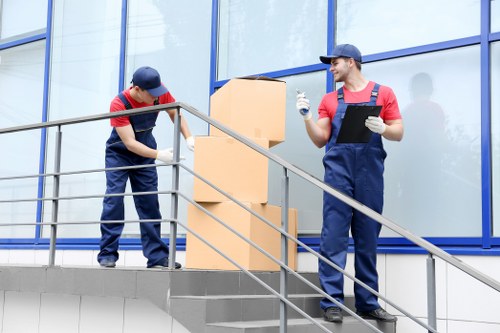 Professional movers planning a commercial move schedule