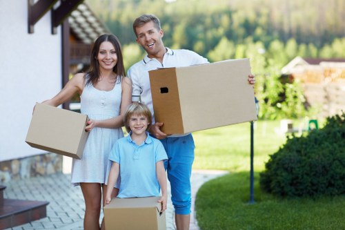 Local packing team working in a Barnet property with limited access