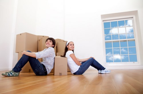 Packed boxes and furniture ready for a house move in Barnet