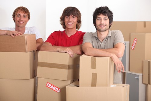 Packed moving boxes and furniture for a Barnet house move