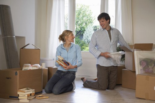 Office furniture and equipment packed for commercial relocation