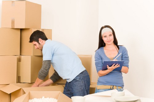 Furniture and boxes loaded into a local moving van